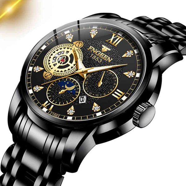 

watches 2021 men watch brand luxury sports quartz s full steel waterproof chronograph wristwatch relogio masculino, Slivery;brown