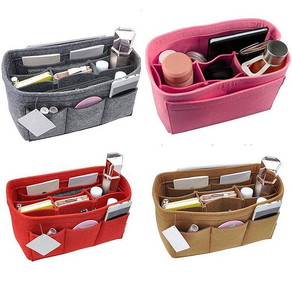 

multifunction women felt insert bag makeup cosmetic bags travel inner purse portable handbag storage organizer tote sml & cases