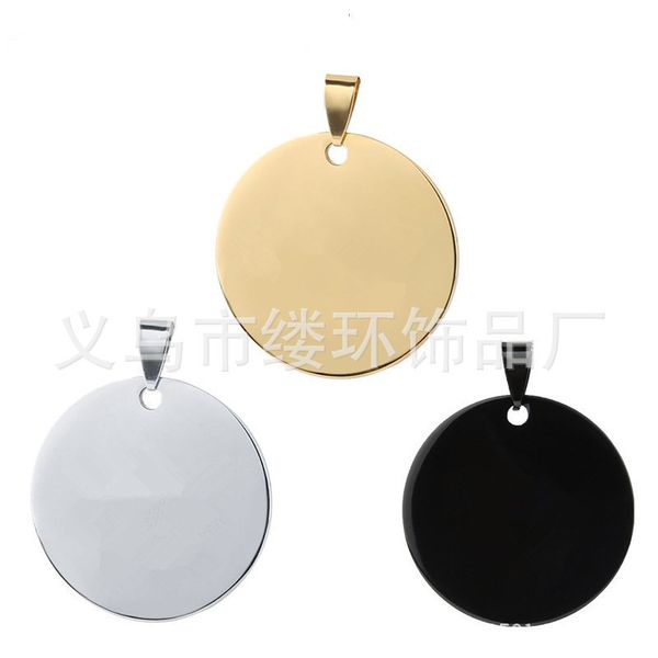 

round titanium stainless steel military dog tag metal pet cat dog id blank tag