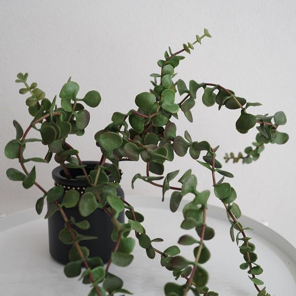 

56cm artificial plant eucalyptus leaves plastic green purslane plants fake diy home wedding forest office decor decorative flowers & wreaths