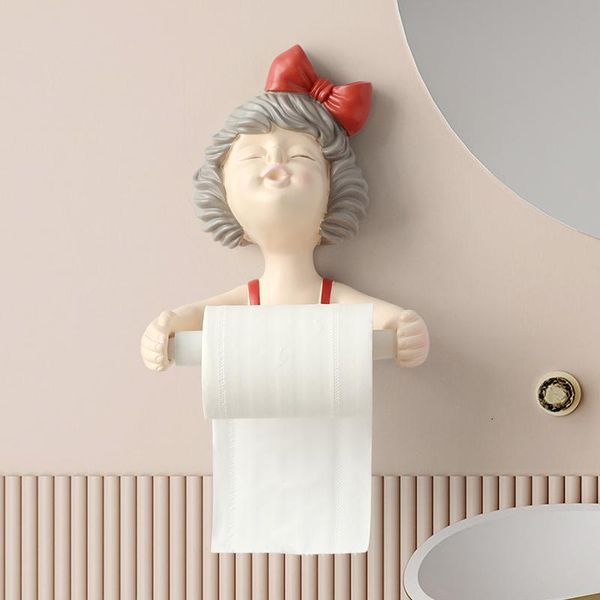 

tissue boxes & napkins personality girl wall mount bathroom kitchen home decor accessories holder nordic resin towel toilet paper