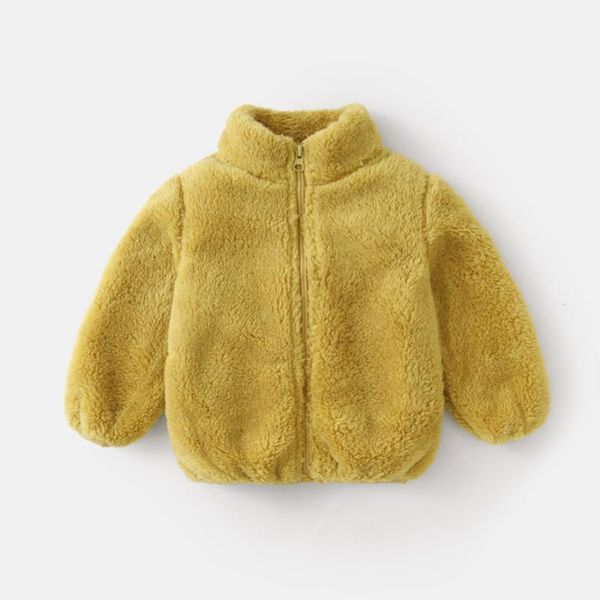 

jackets 2021 autumn girls plush coats kids soft turtleneck outwear keep warm children's coral zipper for, Blue;gray