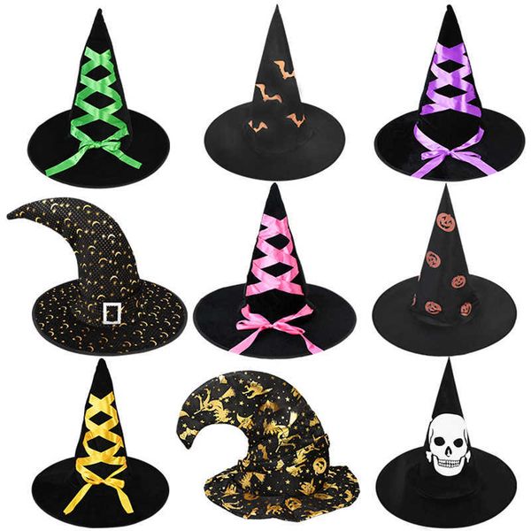 

kids witch masquerade ribbon wizard cosplay costume with hats halloween party suppli