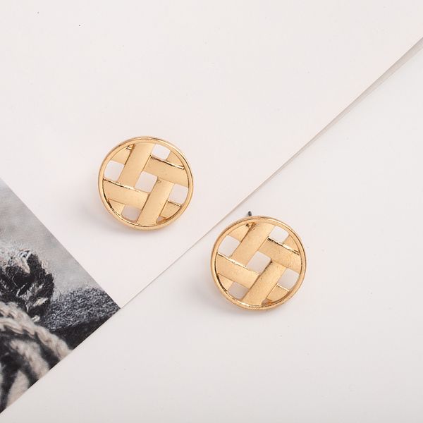 

metal woven wind earrings women's fashion geometric rattan simple trend personalized women, Golden