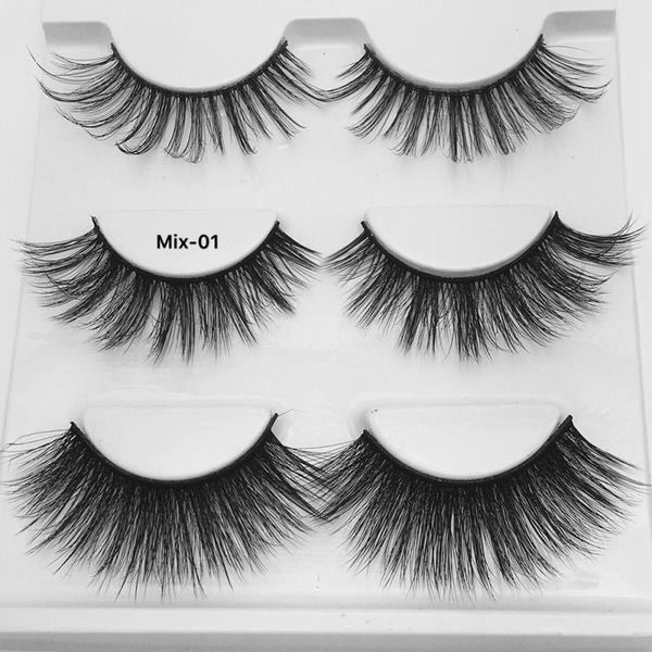 

false eyelashes 3pairs black long thick cross bushy extension eye lashes handmade fake eyelash mink makeup tool