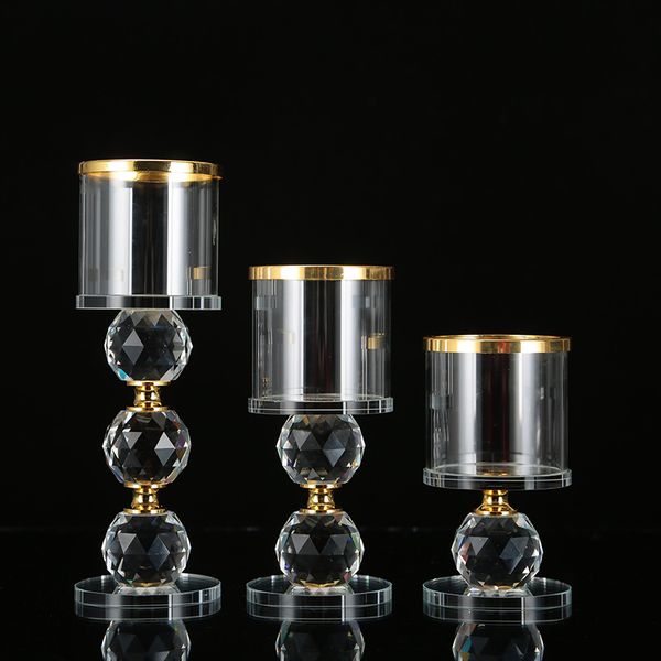 

3pcs / set crysta cande stick hoders stand coffee tabe iving and dinning room candestick tabe centerpieces for candes
