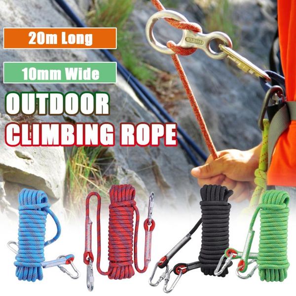 

cords, slings and webbing 20m outdoor climbing rope 48 strands with carabiner & sewing buckle downhill aerial work anti-fall insurance