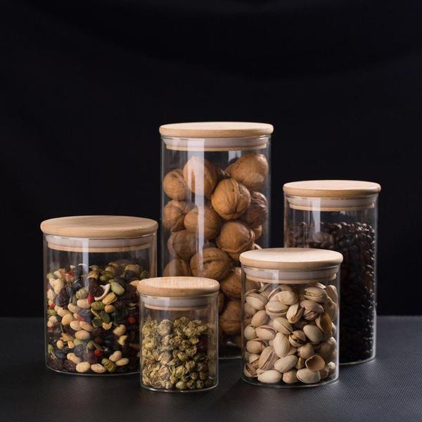 

storage bottles & jars otherhouse kitchen containers cereal transparent food jar bottle with wood plug clear glass container