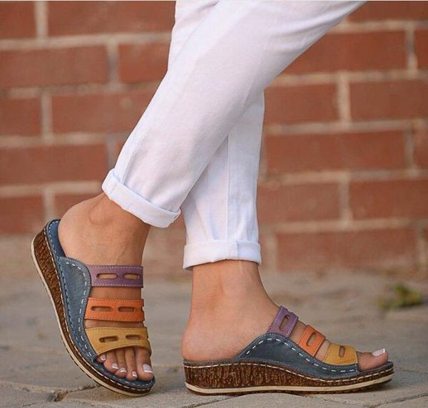 

slippers summer women plus size shoes wedge fashion comfortable, Black