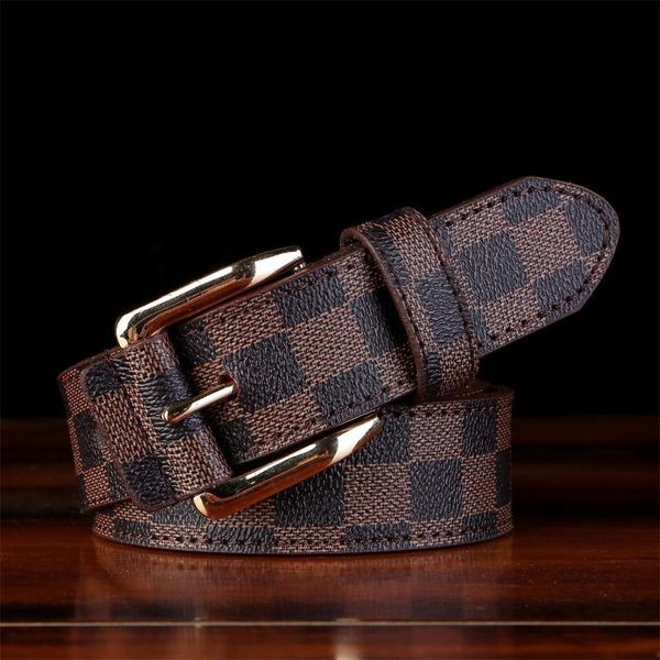 

belts 2021 men pu leather belt pin buckle vintage style casual jeans cowboy waistband checkered printed, Black;brown