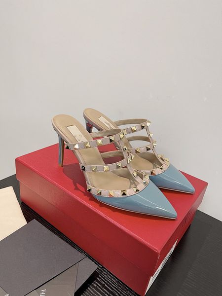 

valentino shoes luxurys designers shoes 2021 fashion sandals high heels imitation counter brand sandals high heels k13-4, Black
