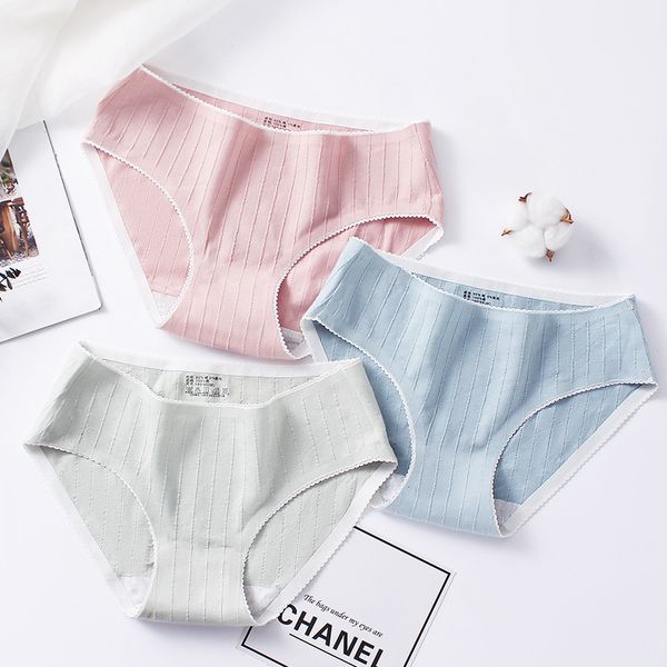 

jacquard seamless women's underwear middle waist comfortable pure hole antibacterial cotton crotch triangle girls pants, Black;pink