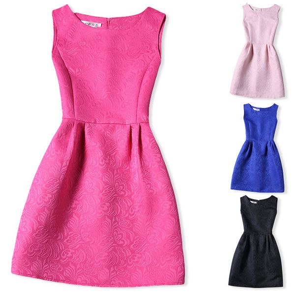 

girl's dresses summer floral brocade for girls sleeveless formal events girl dress teenage party wear gowns kids children clothes 1hg7, Red;yellow