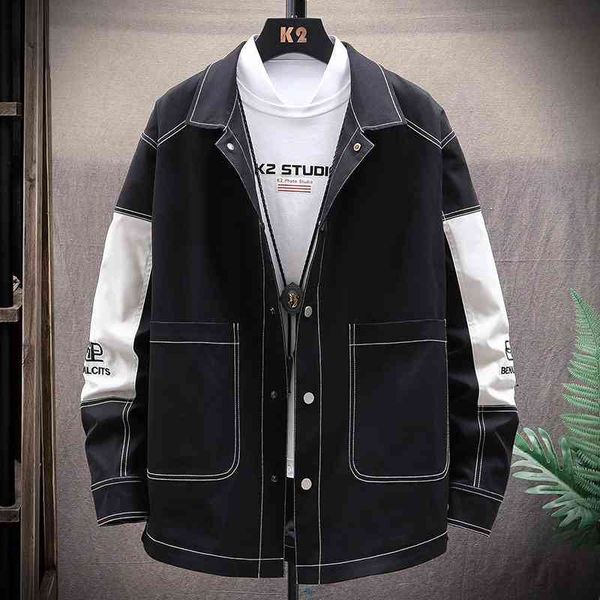 

spring autumn new hong kong style coat men's korean version fashion ruffian hsome american high street leisure loose and versatile, Black