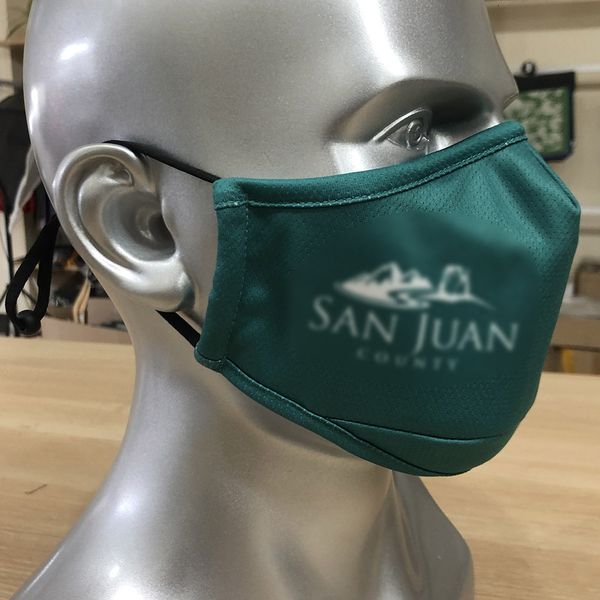 

white customer green background printed ear black inner pocket cloth mask