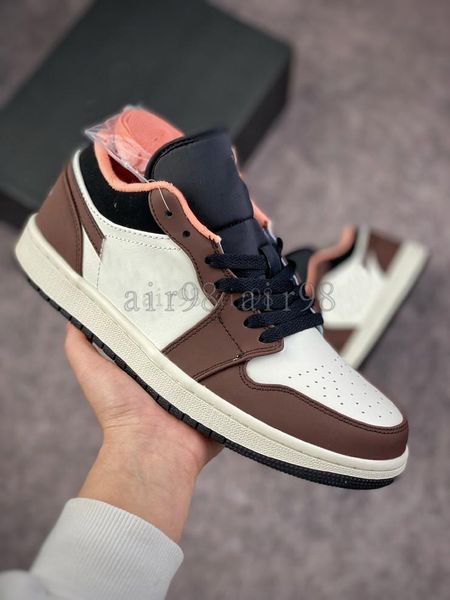

jumpman 1s mocha brown sports shoes 1 low suede sport sneakers shoe men women designer outdoor trainers, Black