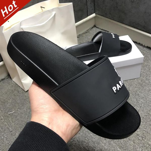 

2021 fashion slide sandals slippers for men women r beach flip flops slipper summer wide flat slippery size 36-46 zlh, Black