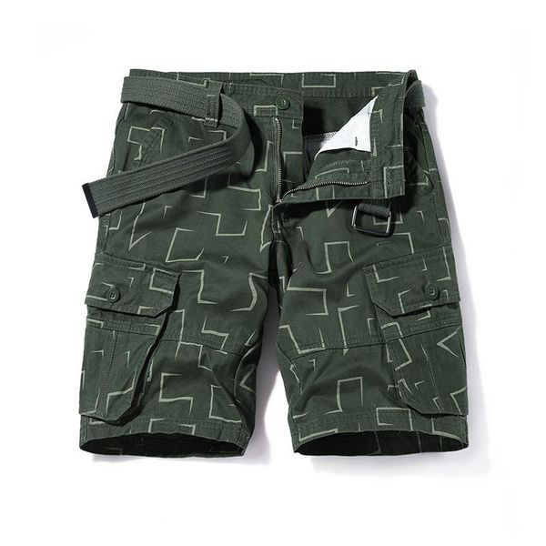 

men's shorts 2021 summer mens casual military tactical cargo men green print work jogger loose male, White;black