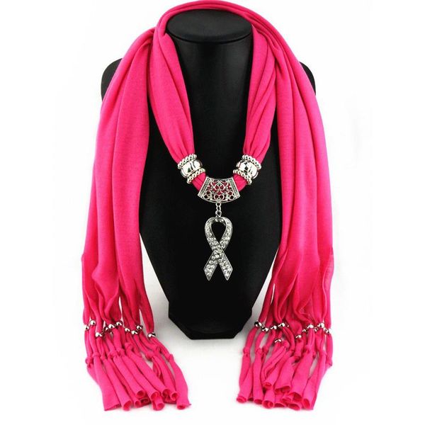 

scarves [runmeifa] many color available women's aids sign red ribbon pendant jewelry scarf simple design elegant shawl for women, Blue;gray