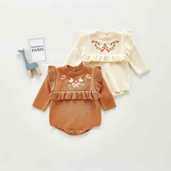 

newborn baby romper jumpsuit knitted girls clothes embroidered baby girls playsuit cotton toddler infant jumpsuit overalls 0-2y, Blue