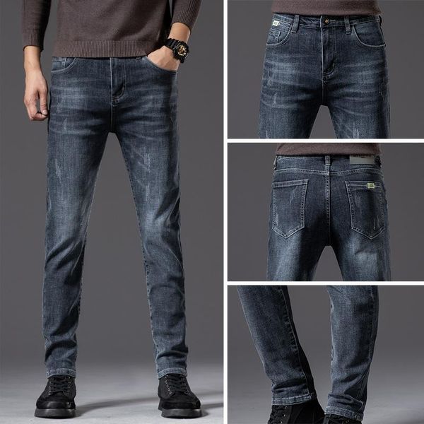 

men's jeans 2021 simple stretch slim-fit, Blue