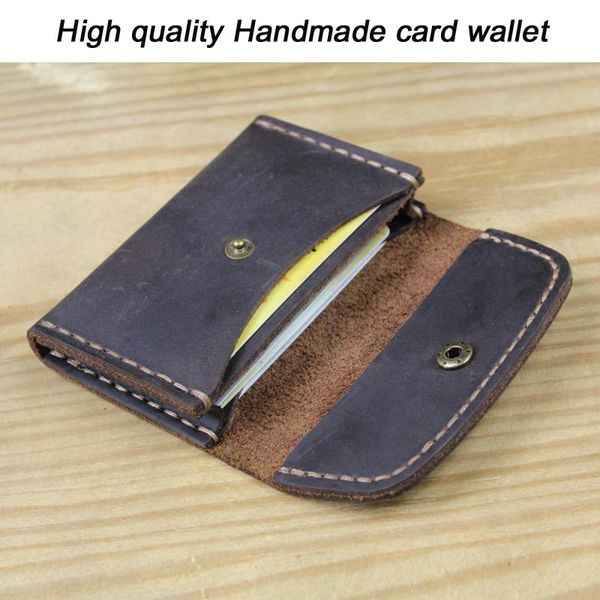 

card holders handmade high class genuine leather holder wallet small purse credit id business case, Brown;gray