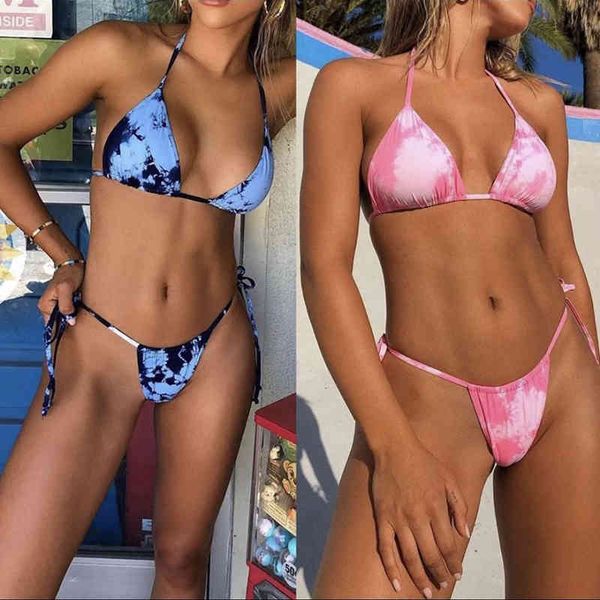 

Women's Swimwear Bikini Micro Women Sexy Tie-dye Pattern Top with Panty Set Two Piece G6MC, White;black