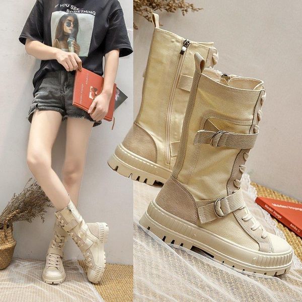 

boots outdoor military travel combat women zipper high mid-calf pllatform tactical dessert shoes, Black