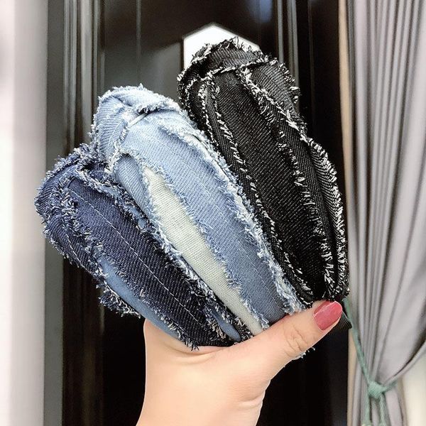

hair clips & barrettes explosion european and american retro headband denim hairband knotted fabric wide-brimmed folds wash-pressure, Golden;silver