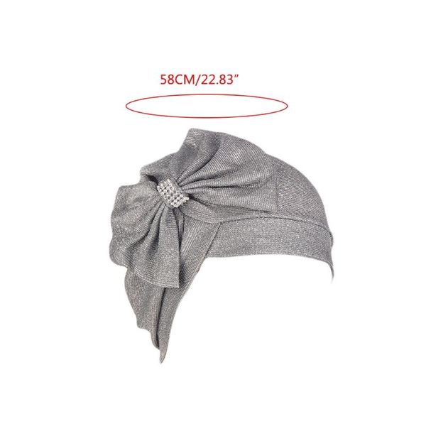 

beanie/skull caps muslim hijab turban hat forehead rhinestone big bow bonnet head scarf chemo cap m68c, Blue;gray