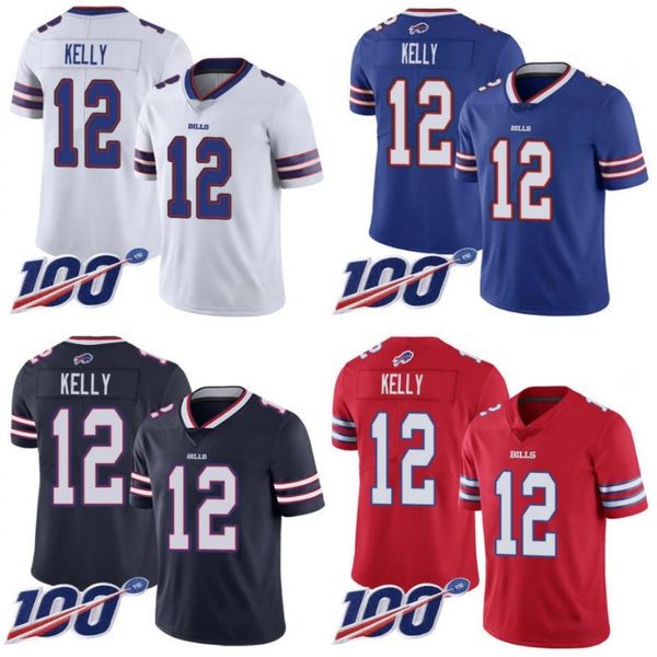 

buffalo bills men #12 jim kelly women youth elite rush 100th jersey, Black;red