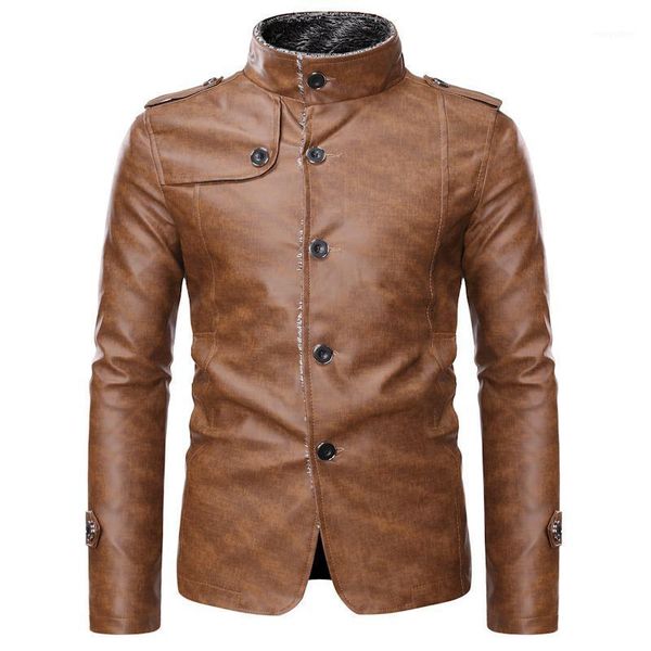 

men's fur & faux mens leather jacket autumn winter integrated motorcycle, Black