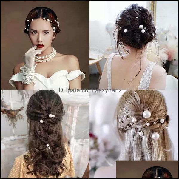 

hair clips & barrettes jewelry women girls pins for bride bridesmaid simple fuax pearl stick wedding headpieces hairstyle design tools drop, Golden;silver