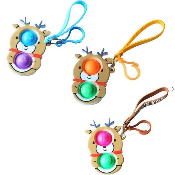 

with lanyard fidget sensory bubbles key ring push finger puzzle toys christmas santa clause elk snowman hwb9431
