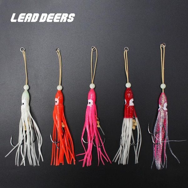 

10pcs/lot rubber squid skirts slow jig hooks luminous ocs soft fishing lures mix color sea tackle jigging bait
