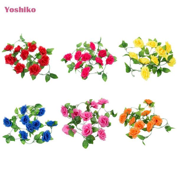 

yoshiko 230cm/ 91in silk rose wedding decorations ivy vine artificial flowers arch decor with green leaves hanging wall garland decorative &