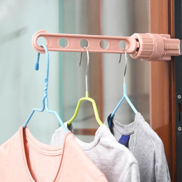 

portable indoor balcony 5 hole clothes hanging drying rack window frame hanger home storage for 2021 hangers & racks
