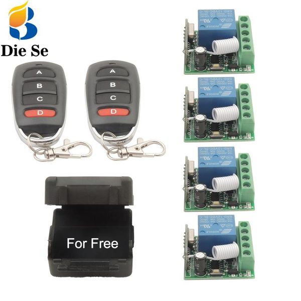 

smart home control 433 mhz universal remote switch dc 12v 1 gang way rf relay receiver and transmitter with 4ch independent controls
