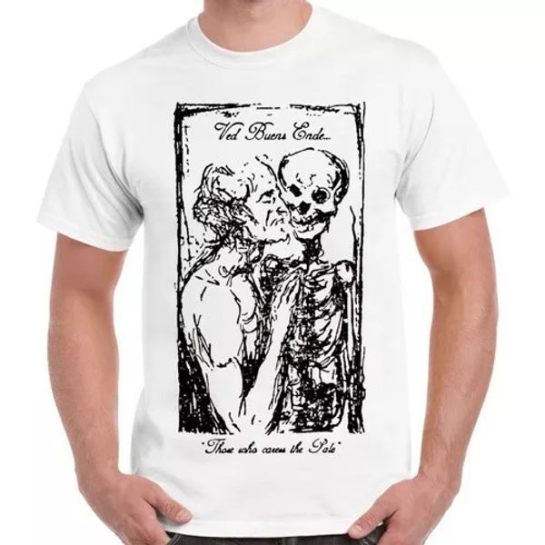 

ved buens ende black metal gothic rock retro t shirt 479, White;black