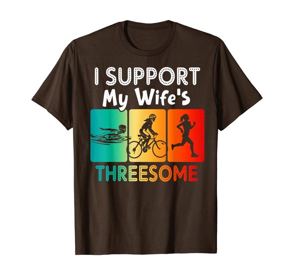 

I Support My Wife' Threesome Apparel Funny Triathlon T-Shirt, Mainly pictures