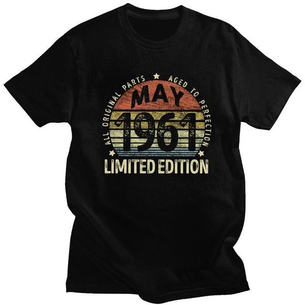 

men's t-shirts classic vintage may 1961 t shirts men short-sleeve 60th 60 years old birthday gift t-shirt printed tee cotton fit tshirt, White;black