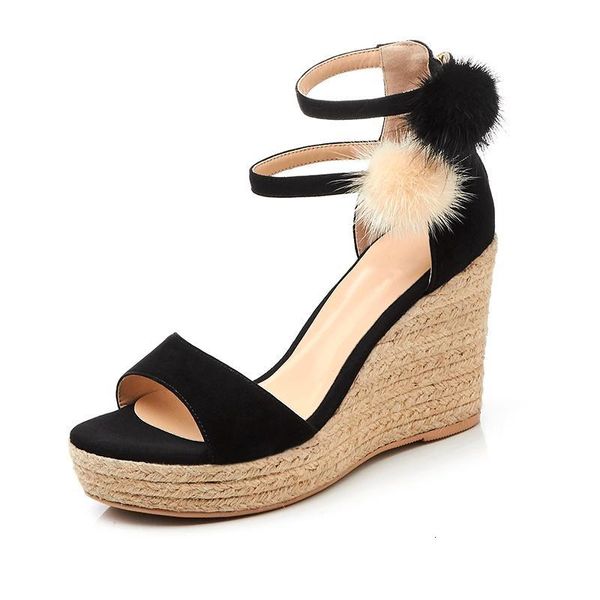 

sandals kid suede basic zip women plataformas mujer sandalias woman shoes wedge size 34-39 zyl2685 1kf6, Black