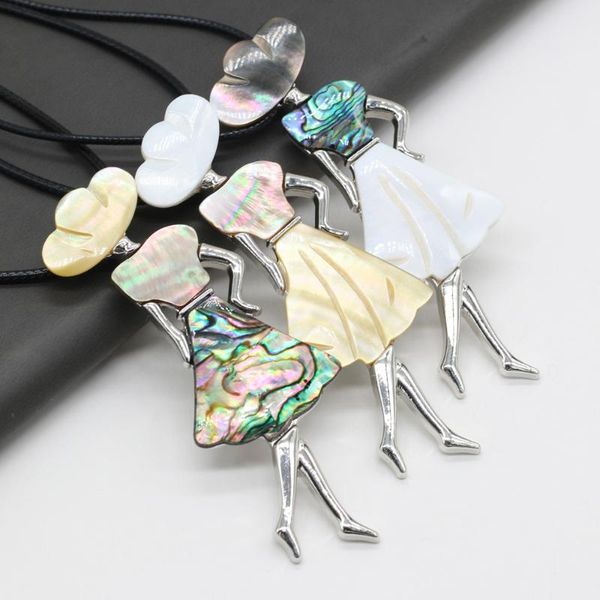 

natural shell beauty shape mother of pearl necklace pendants charms for women jewelry gift size 30x85mm length 55cm chains, Silver