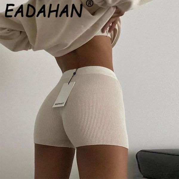 

women's shorts eadahan 2021 solid color knitted short spring and summer street hipster style small boxer straight, White;black