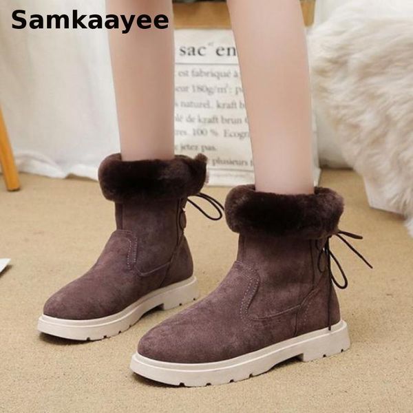 

boots size 35-41 women winter female snow botas mujer plush cotton shoes platform thick bottom non-slip flat booties y49, Black