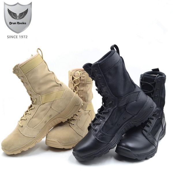 

drunrocks china military boots women's army shoes ladies outdoor boot troops women footwear desert breathable ankle, Black