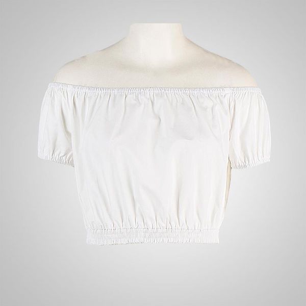 

women's blouses & shirts candowlook brand 2021 women slash neck crop white short blouse off shoulder cute midriff low back cause te