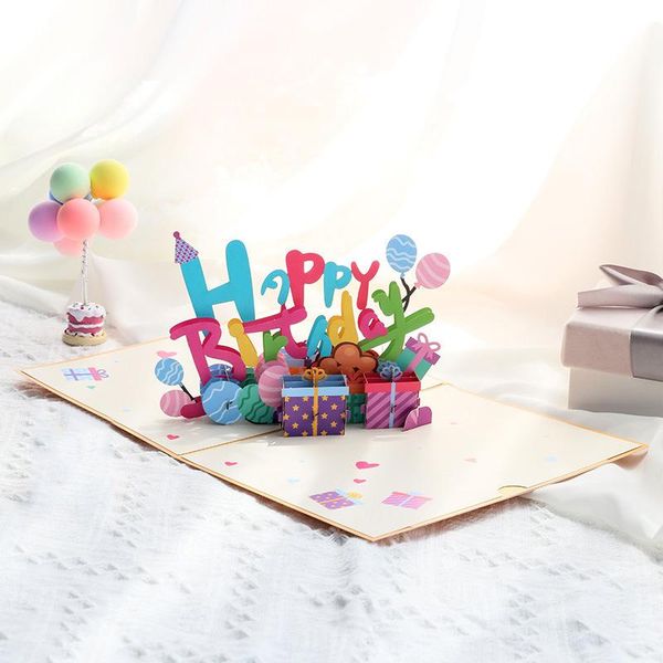 

greeting cards happy birthday card for girl kids wife husband 3d cake -up postcards gifts with envelope