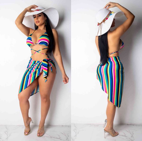 

strap fm6032 women's bikini vest three swimsuit piece set, White;black