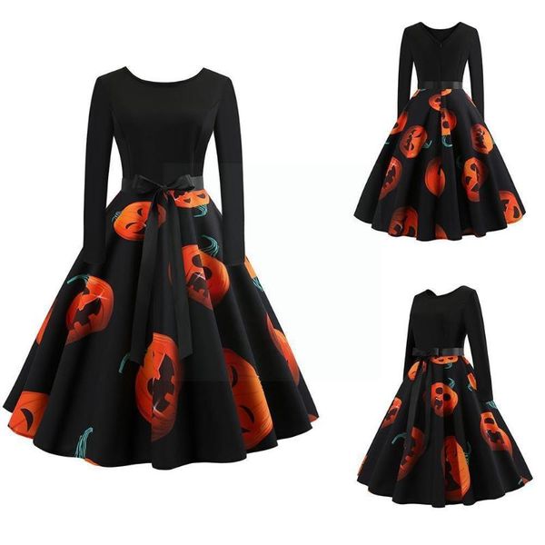 

casual dresses robe halloween costume party long sleeve deep before plus dress autumn christmas v-neck nightmare size vintage wome y5q1, Black;gray